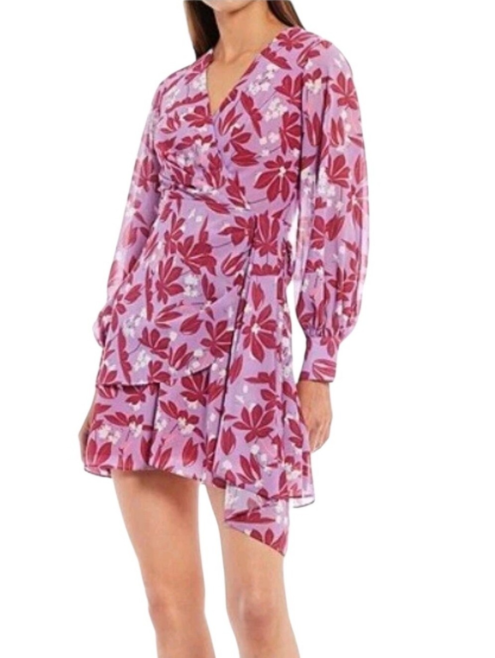 SACHIN & BABI Emory Faux Wrap Dress Sz 12 Multi Floral Cottagecore Vibrant Chic
